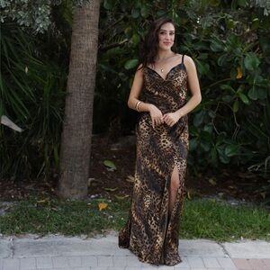 L’AGENCE Leopard Print Maxi Dress